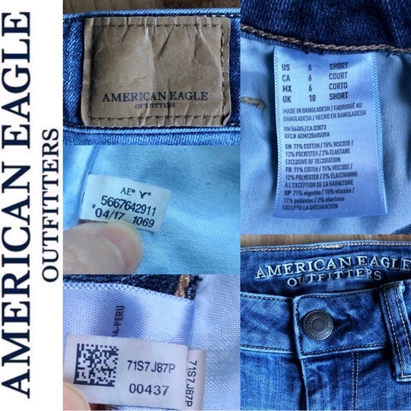 AMERICAN EAGLE Skinny Jeans Super Stretch Distressed Blue Size 6 Short Women’s - Picture 3 of 16